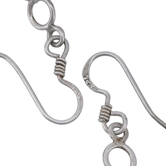 White Pearl Accent Dangle Earrings | Vintage Sterling Silver 925 - Picture 4 of 6